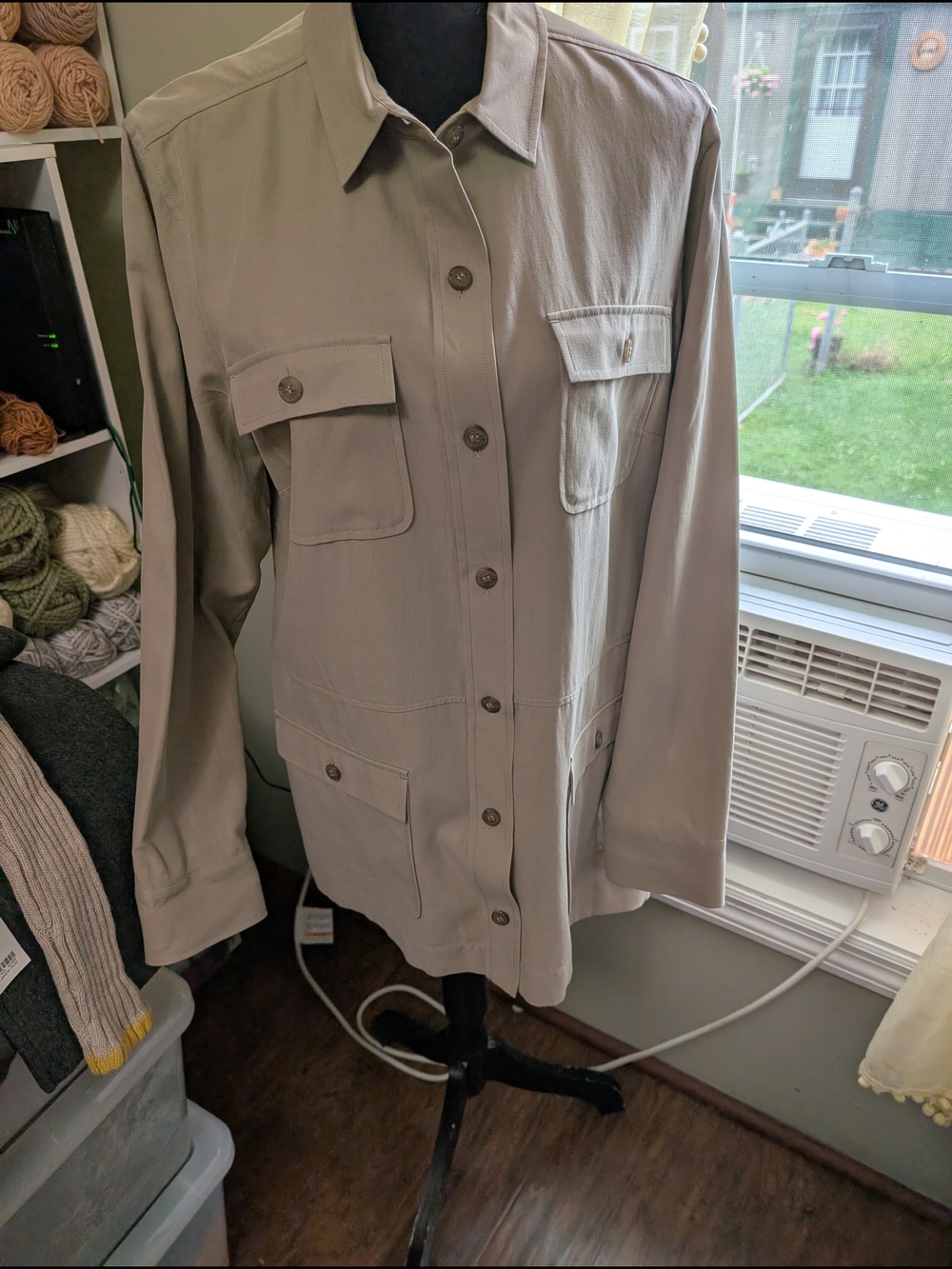 Pendleton Women's Light Taupe Button-Up Utility Shirt Jacket- Sz L